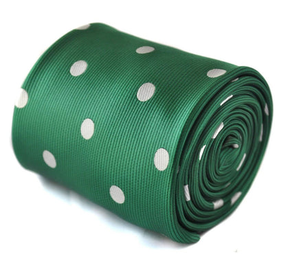 dark green tie with white polka dots by Frederick Thomas Handmade Mens Ties