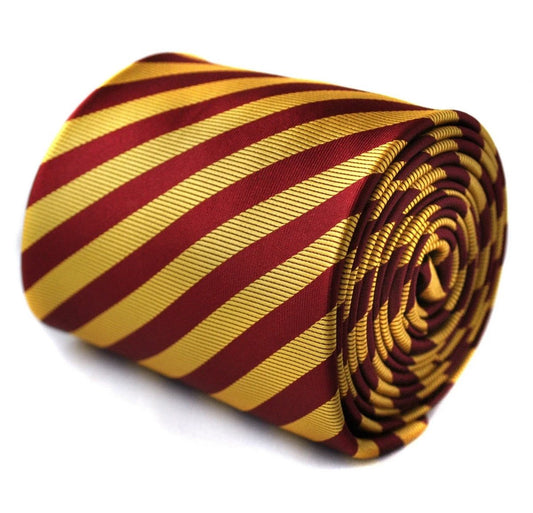 maroon and gold striped tie by Frederick Thomas Handmade Mens Ties