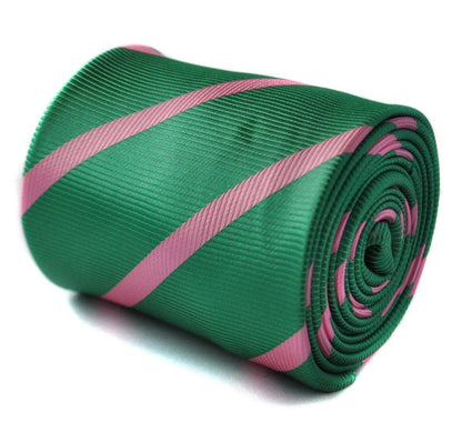 green striped tie with pink club stripes by Frederick Thomas Handmade Mens Ties