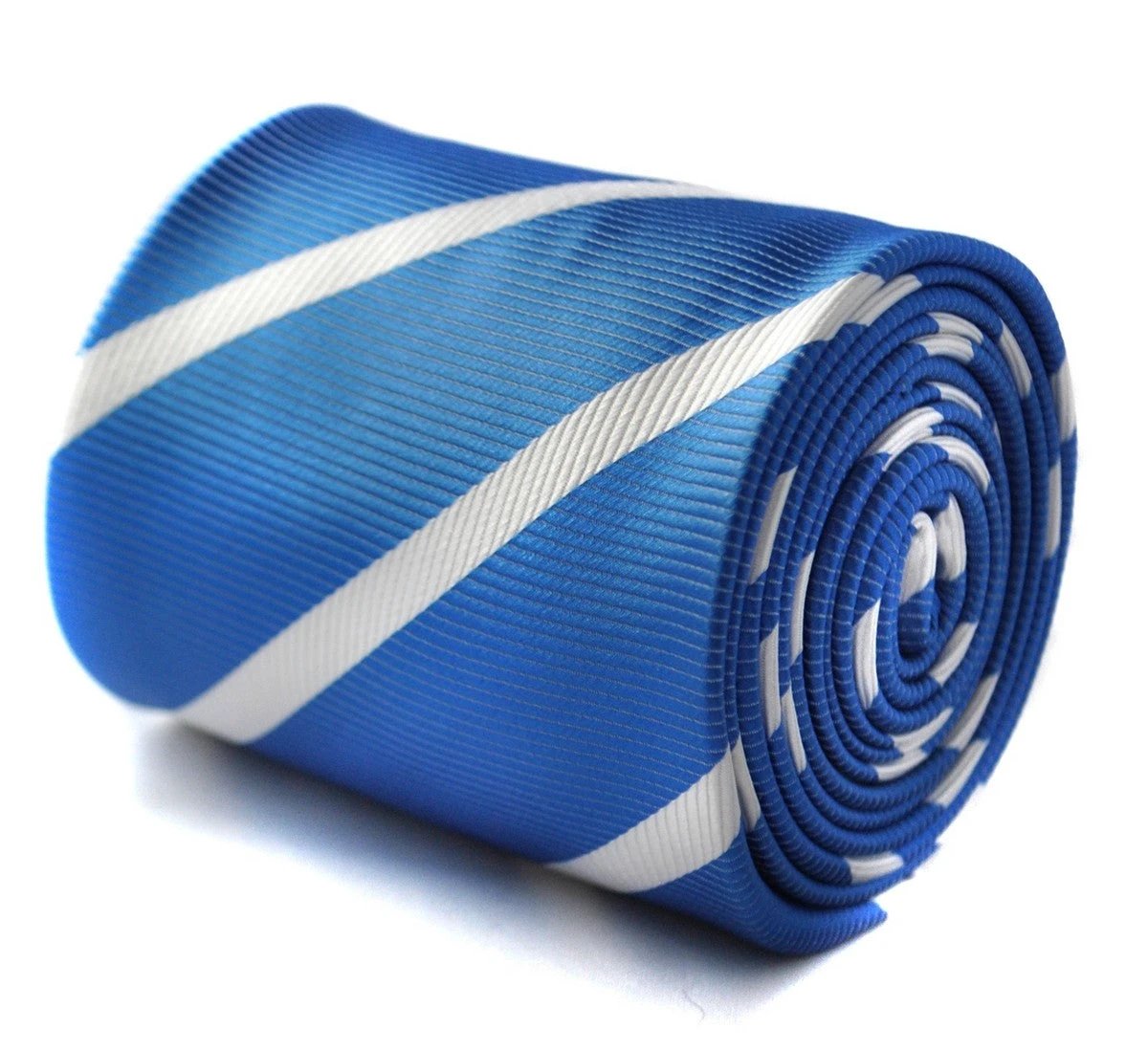 blue tie with white club stripes by Frederick Thomas Handmade Mens Ties