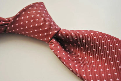 burgundy tie with pink pin polka dots by Frederick Thomas Handmade Mens Ties