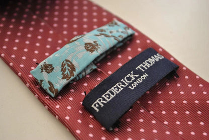 burgundy tie with pink pin polka dots by Frederick Thomas Handmade Mens Ties
