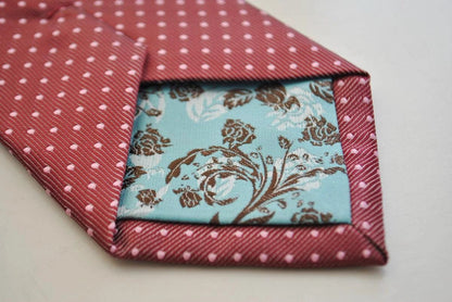 burgundy tie with pink pin polka dots by Frederick Thomas Handmade Mens Ties