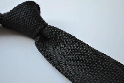 black tie skinny knitted tie with pointed end by Frederick Thomas Handmade Mens Ties