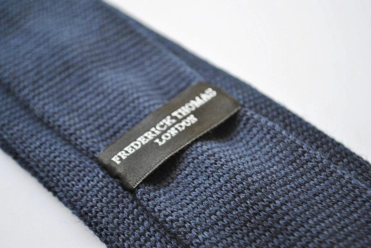 navy blue skinny cable knit tie by Frederick Thomas Handmade Mens Ties