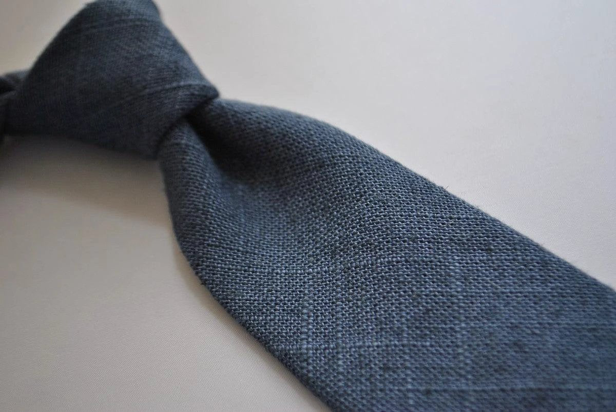 navy blue linen tie by Frederick Thomas Handmade Mens Ties