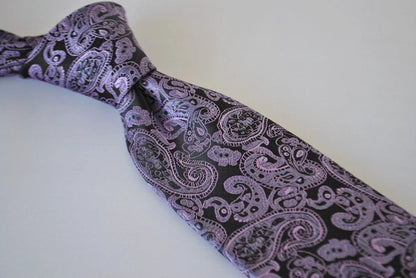 black and purple paisley tie by Frederick Thomas Handmade Mens Ties