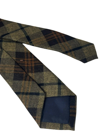 brown check tweed slim wool tie by Frederick Thomas Handmade Mens Ties