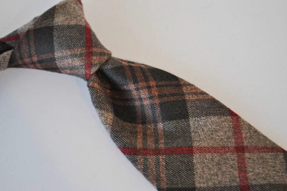brown and red check tweed wool tie by Frederick Thomas Handmade Mens Ties