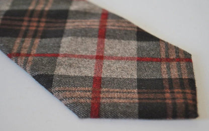 brown and red check tweed wool tie by Frederick Thomas Handmade Mens Ties