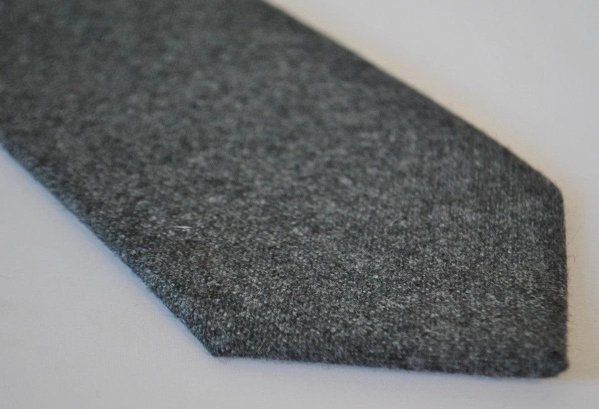 Extra Long Plain Dark Grey Wool Tie - Handcrafted By Frederick Thomas For The Luxury Professional Man by Frederick Thomas Handmade Mens Ties
