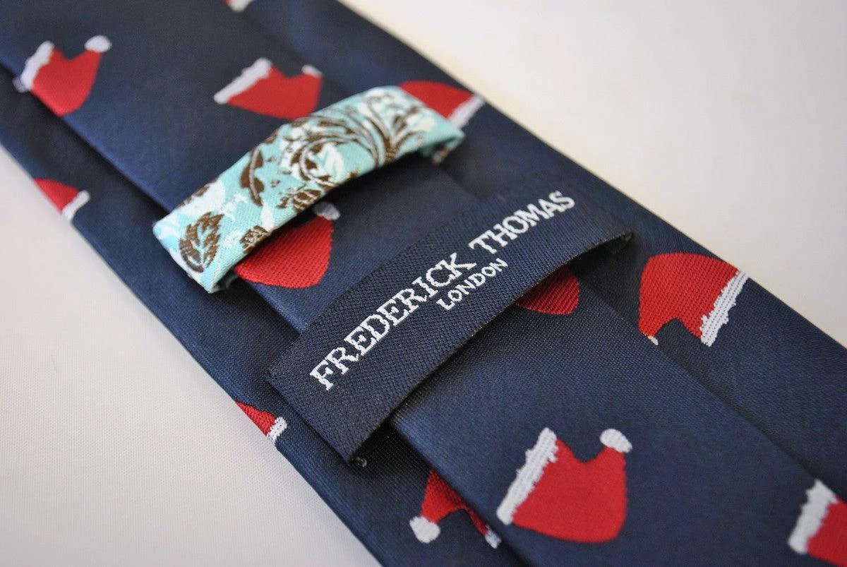 christmas range - navy tie with santa hat design by Frederick Thomas Handmade Mens Ties