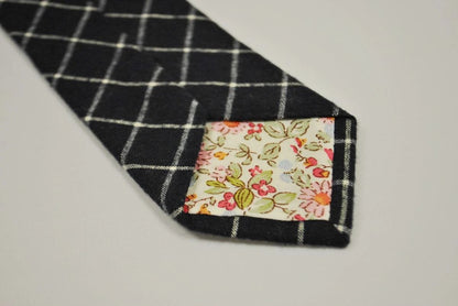 navy and white check wool tie by Frederick Thomas Handmade Mens Ties