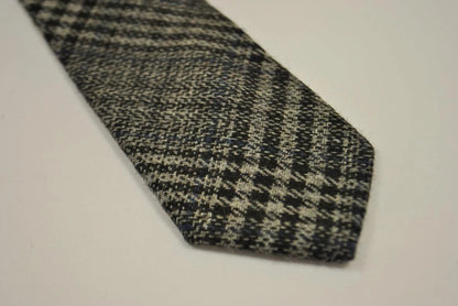grey, black and navy check tweed wool skinny tie by Frederick Thomas Handmade Mens Ties