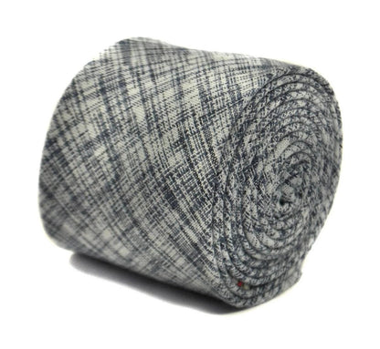 grey blue and white scratched design tie by Frederick Thomas Handmade Mens Ties