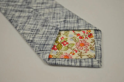 grey blue and white scratched design tie by Frederick Thomas Handmade Mens Ties