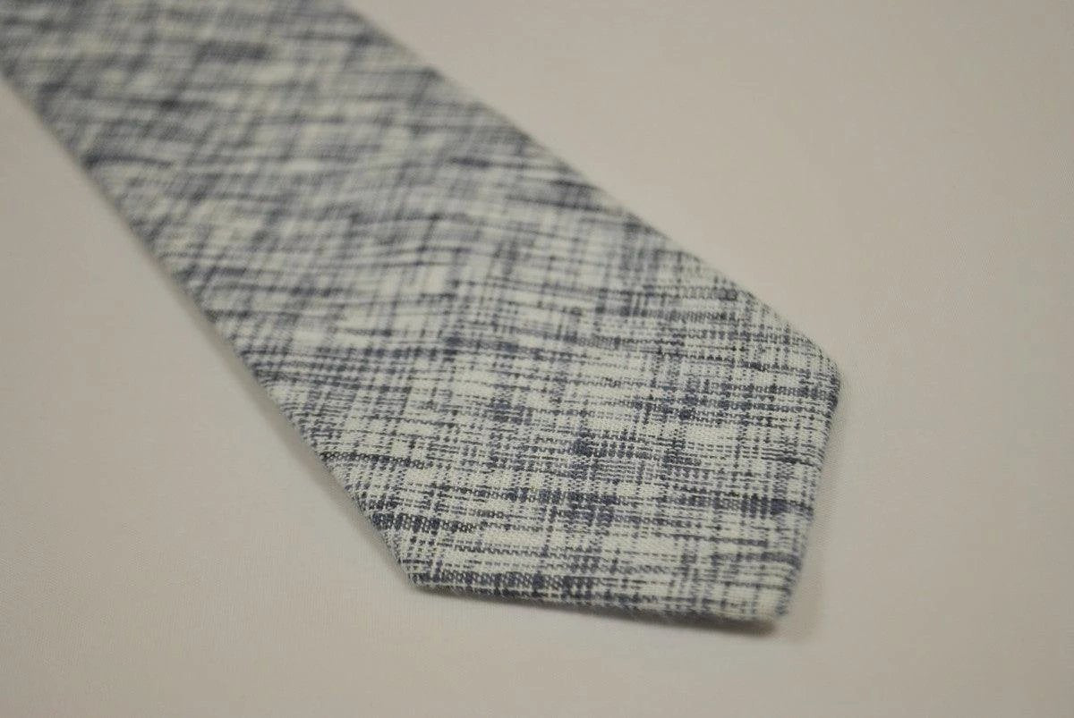 grey blue and white scratched design tie by Frederick Thomas Handmade Mens Ties