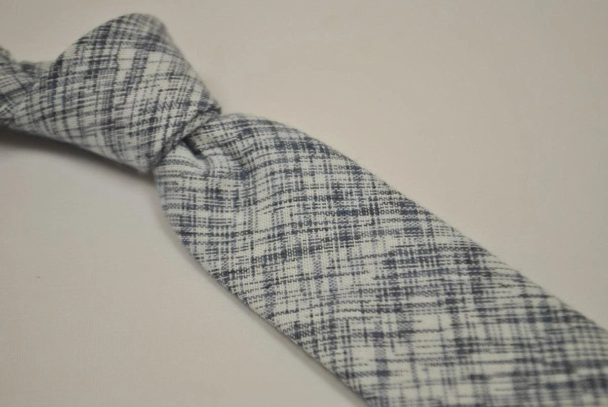 grey blue and white scratched design tie by Frederick Thomas Handmade Mens Ties