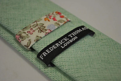mint green slim linen tie by Frederick Thomas Handmade Mens Ties
