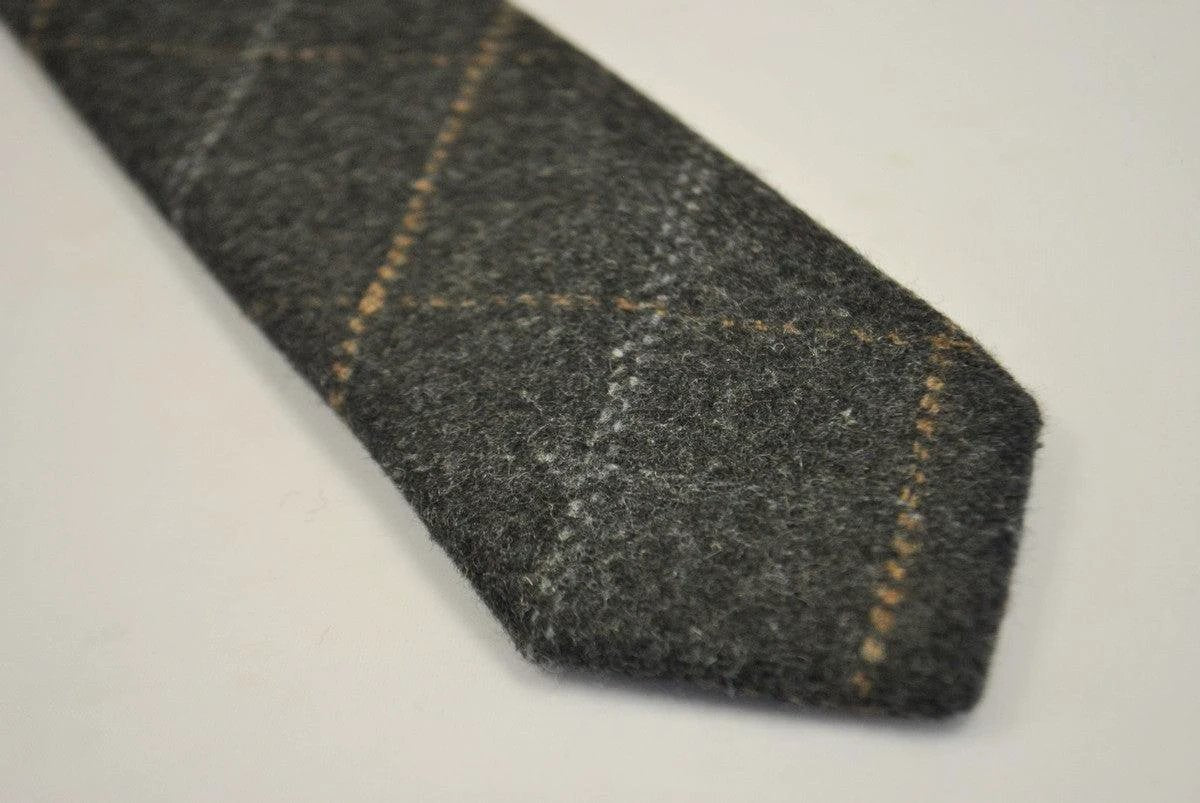 grey check tweed wool tie by Frederick Thomas Handmade Mens Ties