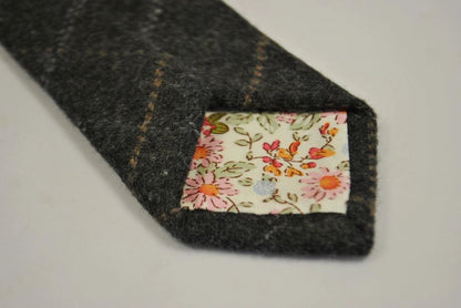 grey check tweed wool tie by Frederick Thomas Handmade Mens Ties