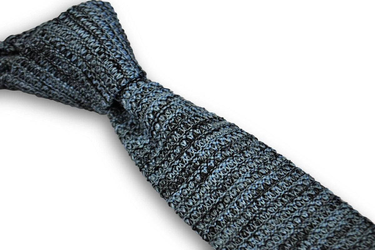 light blue and black speckled skinny knitted tie by Frederick Thomas Handmade Mens Ties