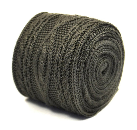 grey cable knit skinny tie by Frederick Thomas Handmade Mens Ties