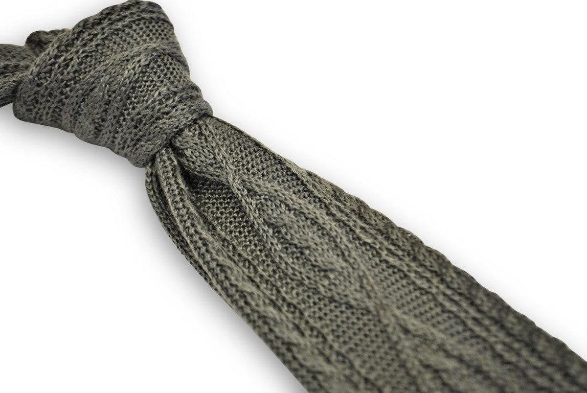 grey cable knit skinny tie by Frederick Thomas Handmade Mens Ties