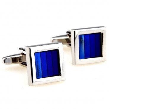 shades of turquoise blue striped design cufflinks by Frederick Thomas Handmade Mens Ties