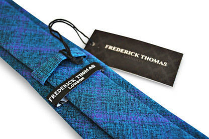 blue and purple check pattern tie in 100% cotton by Frederick Thomas Handmade Mens Ties