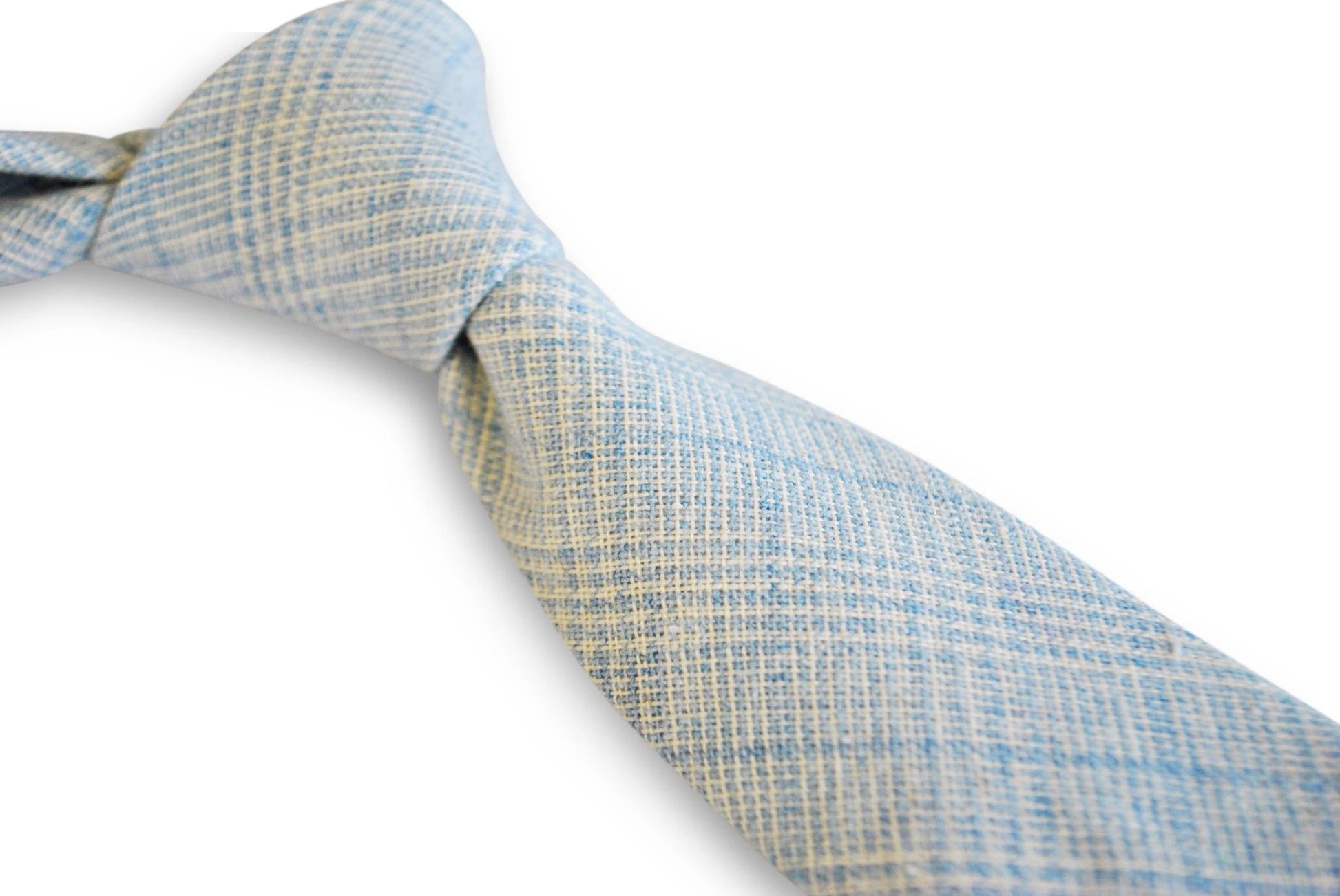 light blue and white check pattern tie in 100% wool by Frederick Thomas Handmade Mens Ties