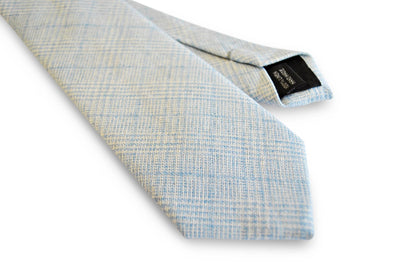 light blue and white check pattern tie in 100% wool by Frederick Thomas Handmade Mens Ties