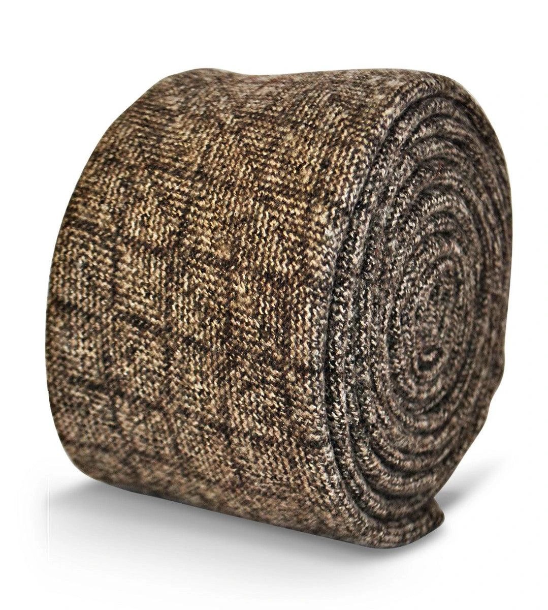 Brown Squared Tweed Wool Tie - Handmade With Signature Floral Rear Detail For The Luxury Professional Man