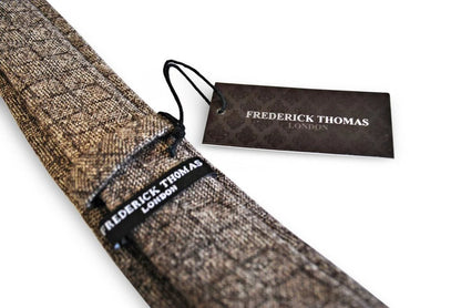 Brown Squared Tweed Wool Tie - Handmade With Signature Floral Rear Detail For The Luxury Professional Man
