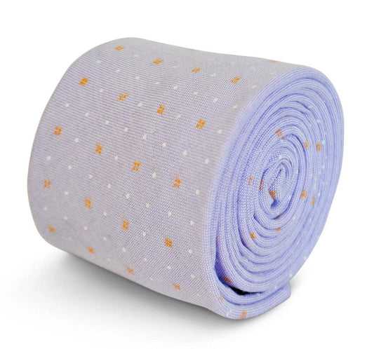 lilac tie with white and orange polka dots by Frederick Thomas Handmade Mens Ties
