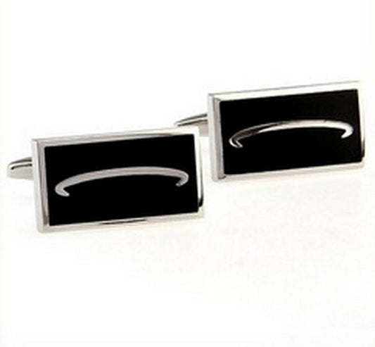 black and silver arched design cufflinks by Frederick Thomas Handmade Mens Ties