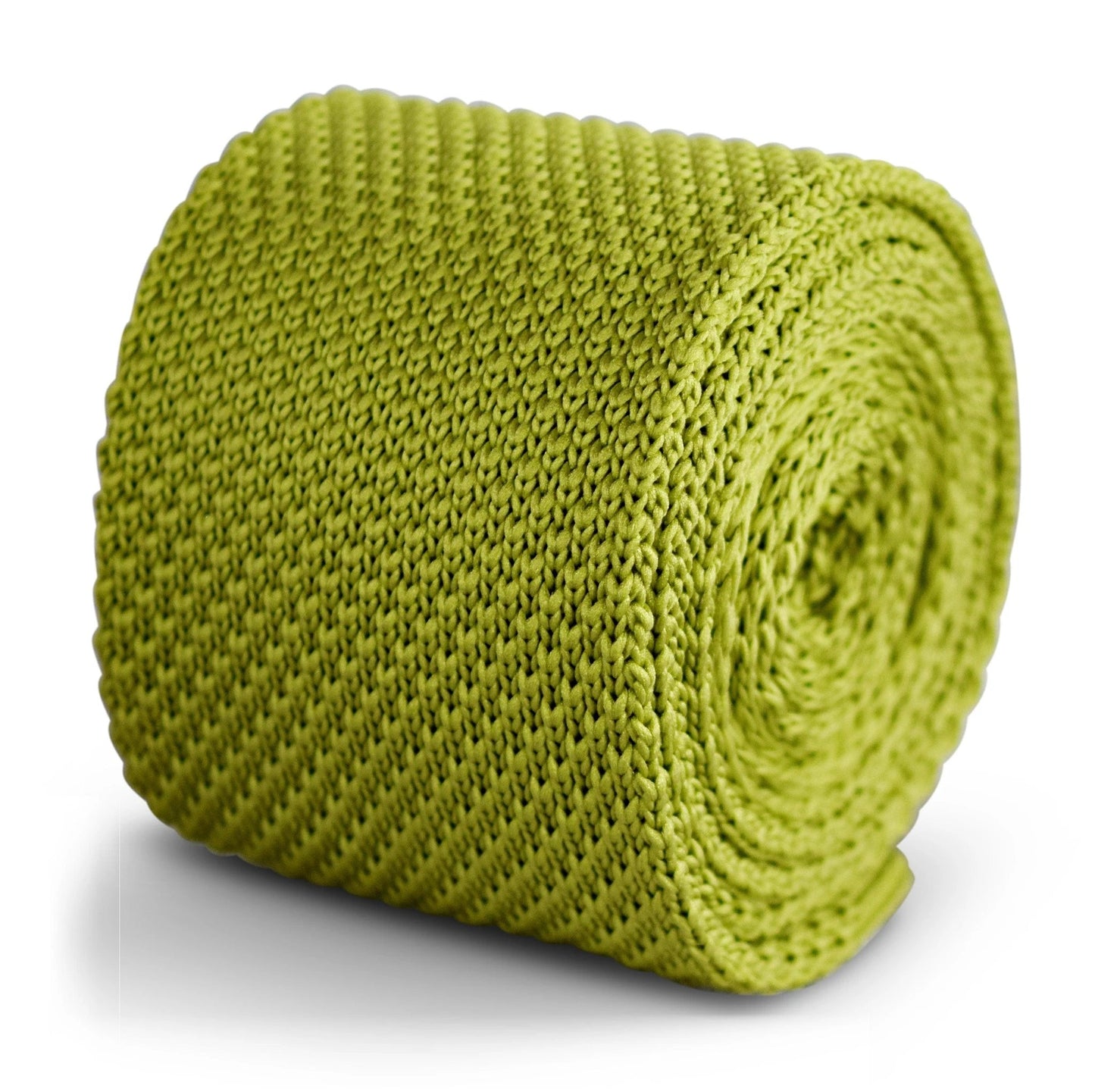 lime green plain knitted tie by Frederick Thomas Handmade Mens Ties