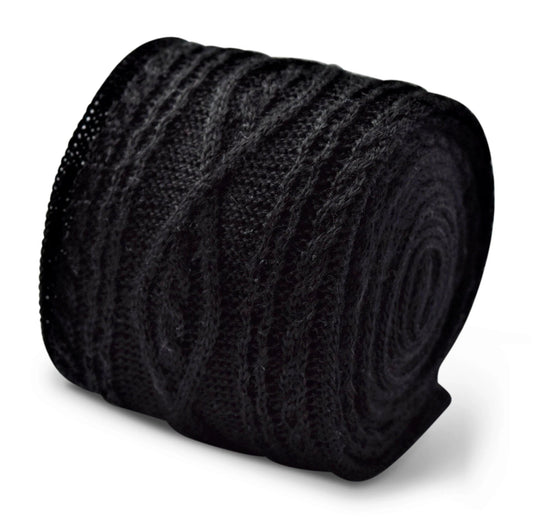 black cable knit skinny tie