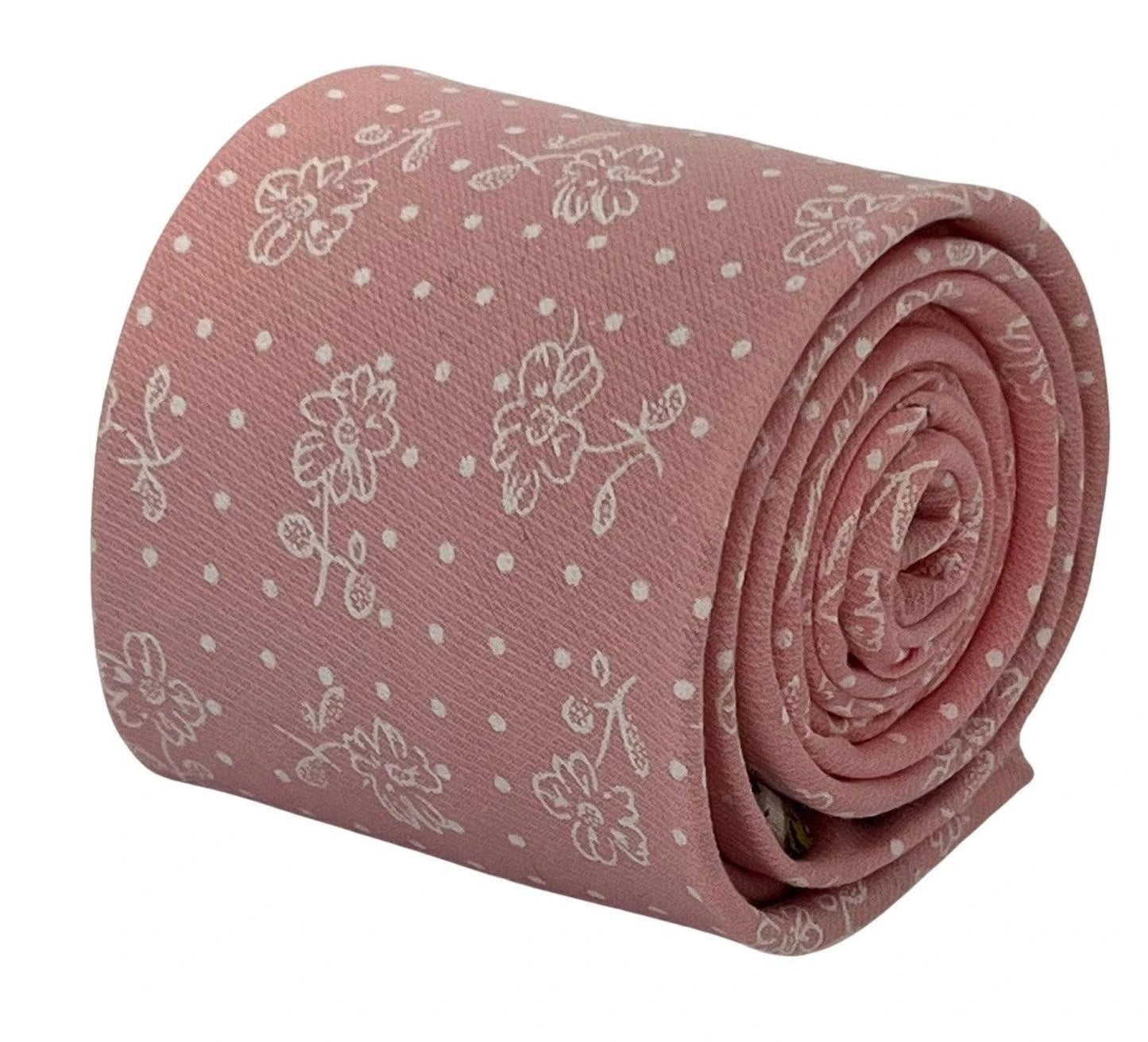 Dusky Floral Pink Cotton Tie For The Luxury Professional Man - Handcrafted Elegance And Subtle Floral Detailing by Frederick Thomas Handmade Mens Ties