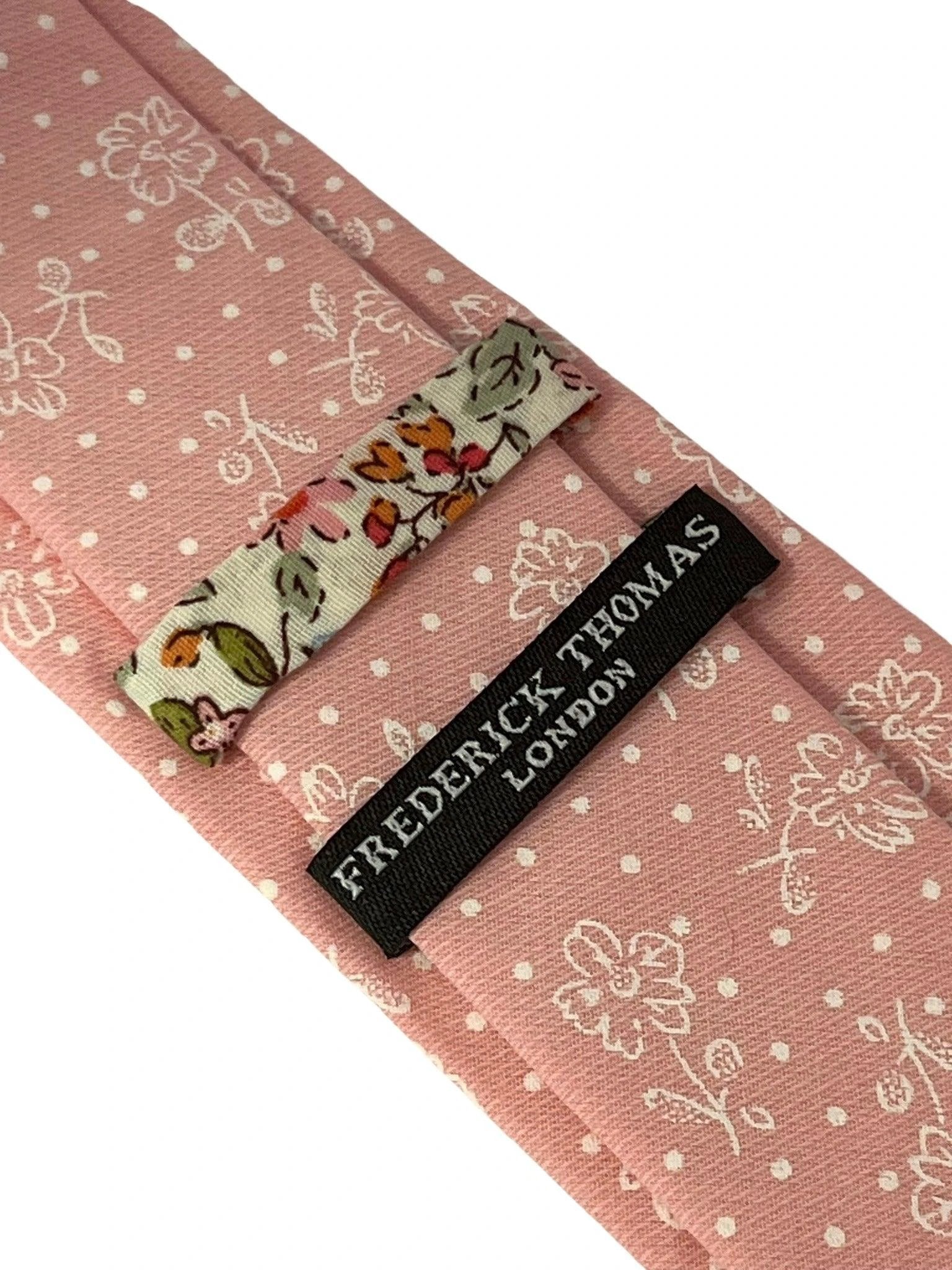 Dusky Floral Pink Cotton Tie For The Luxury Professional Man - Handcrafted Elegance And Subtle Floral Detailing by Frederick Thomas Handmade Mens Ties