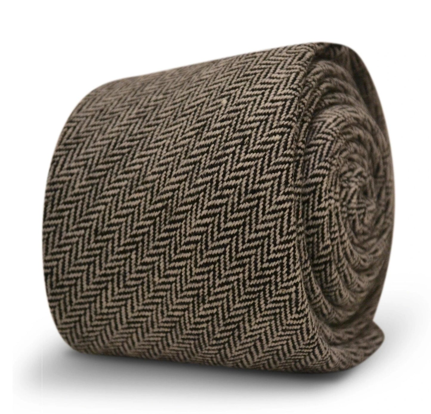 black and white herringbone slim wool tie by Frederick Thomas Handmade Mens Ties