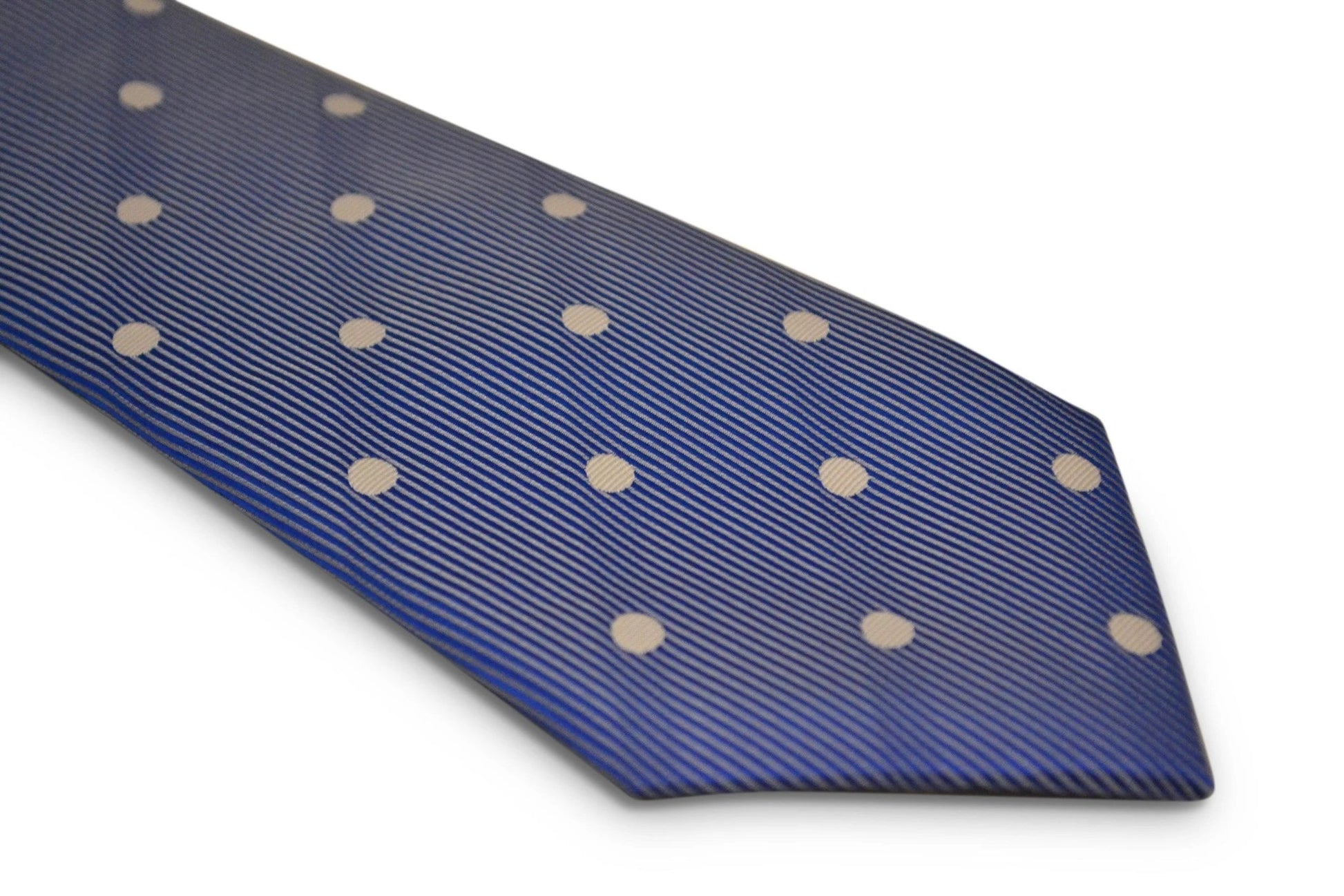 medium royal blue with white polka spot design by Frederick Thomas Handmade Mens Ties