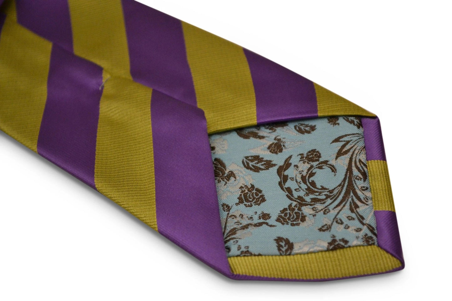 gold mustard yellow and purple barber striped design tie by Frederick Thomas Handmade Mens Ties