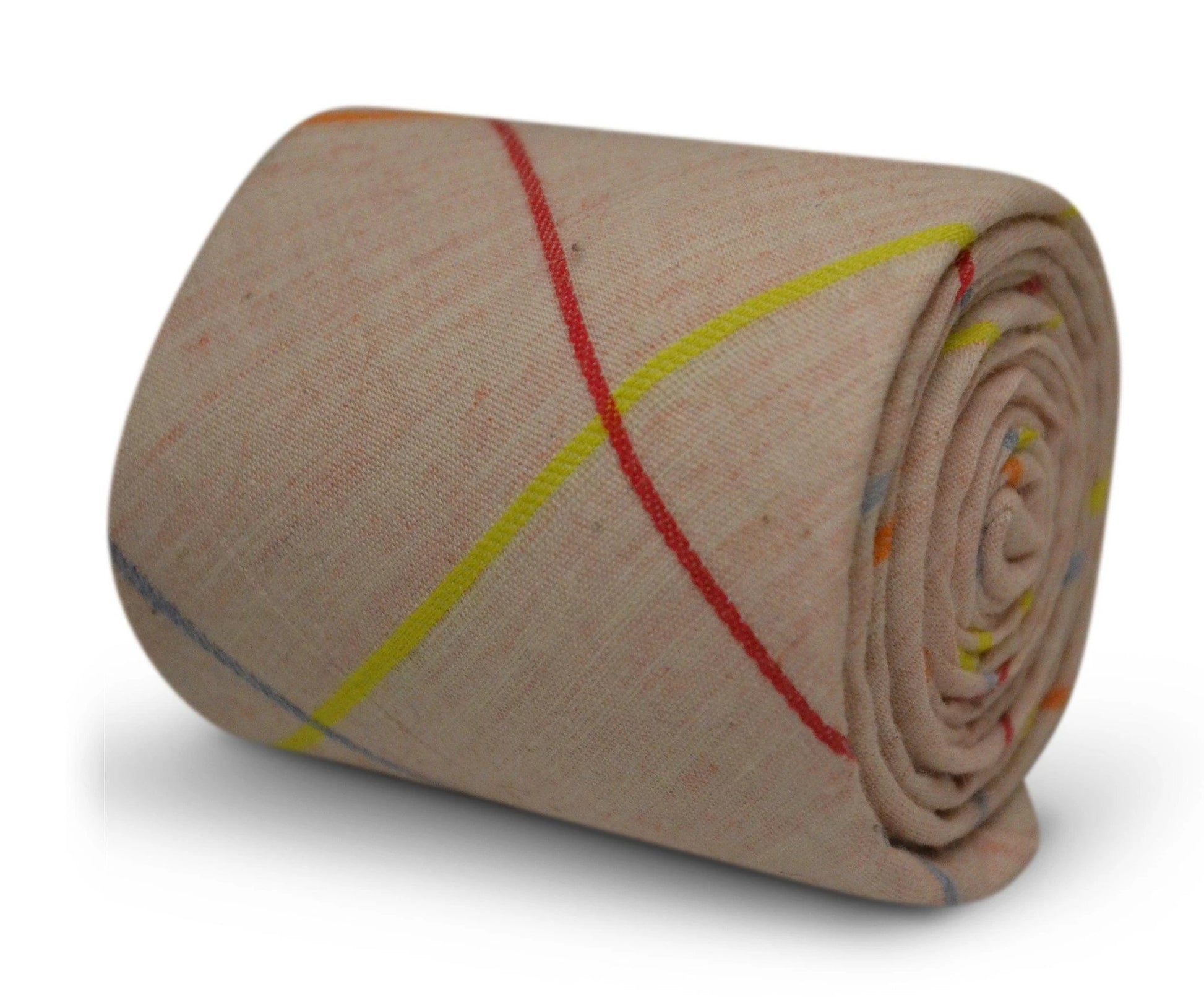 light pink with multicoloured check design cotton tie by Frederick Thomas Handmade Mens Ties