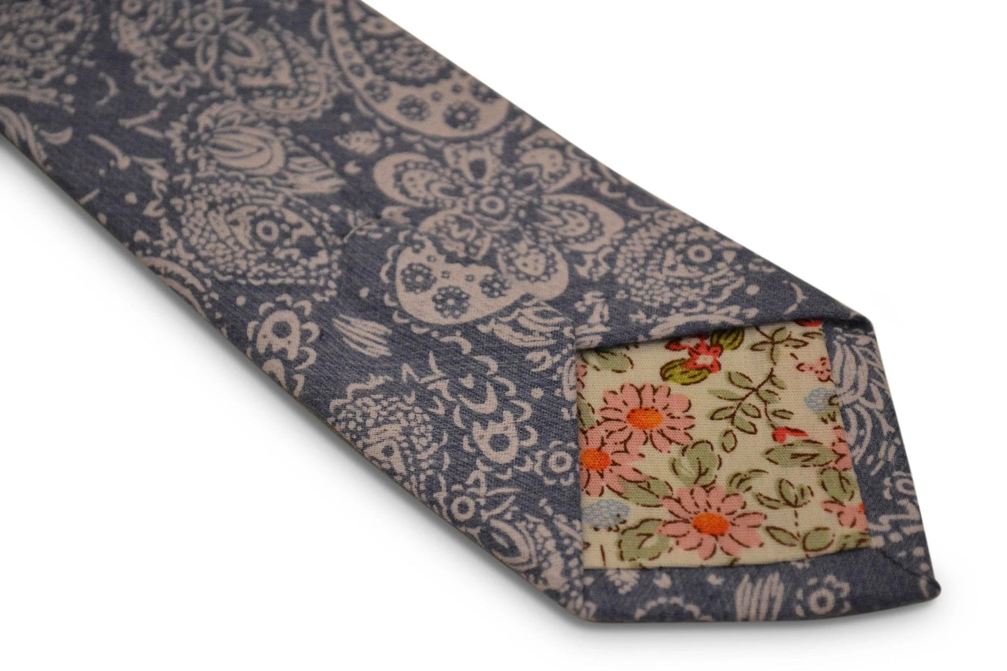 Light Denim Blue Paisley Cotton Tie - Handmade and Durable for the Luxury Professional by Frederick Thomas Handmade Mens Ties