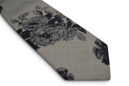 light baby blue with navy blue floral stencil design cotton tie by Frederick Thomas Handmade Mens Ties