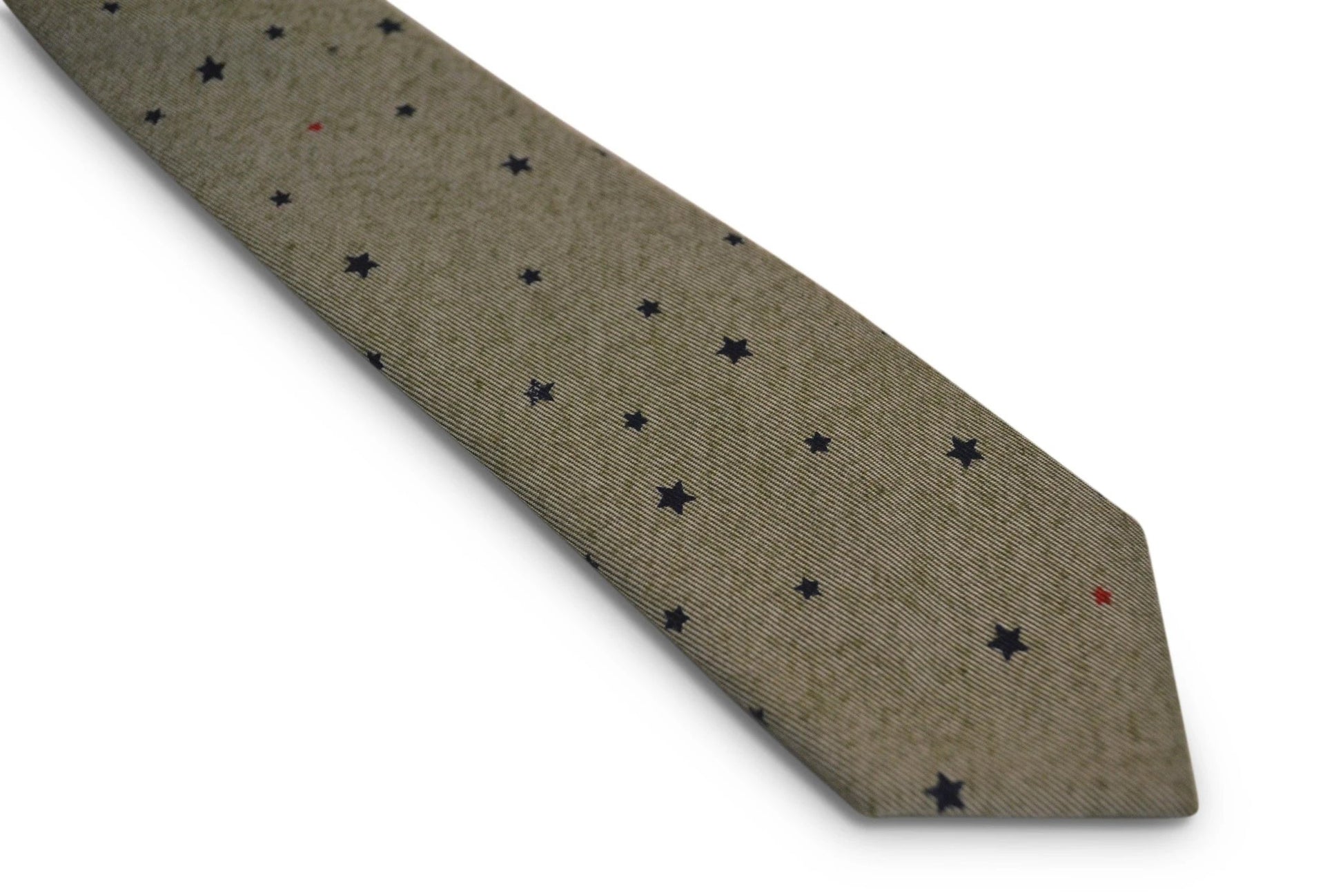 light grey green with star design cotton tie by Frederick Thomas Handmade Mens Ties