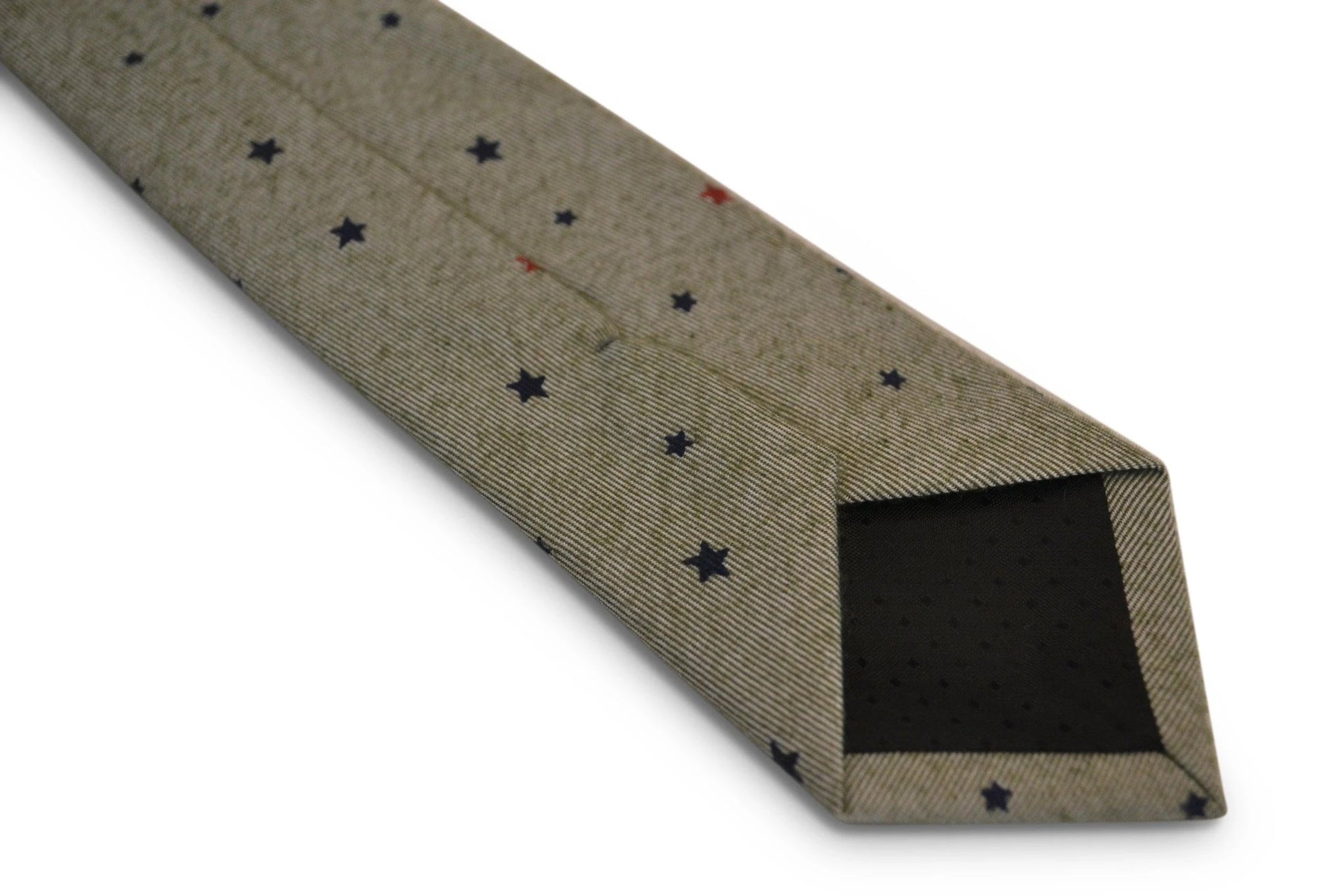 light grey green with star design cotton tie by Frederick Thomas Handmade Mens Ties