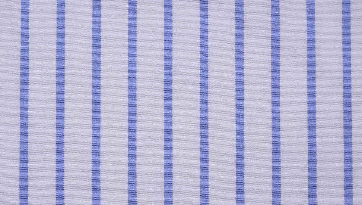 WH Taylor Shirtmakers Blue & White Wide Pinstripe Poplin Men's Bespoke Shirt by whtshirtmakers.com