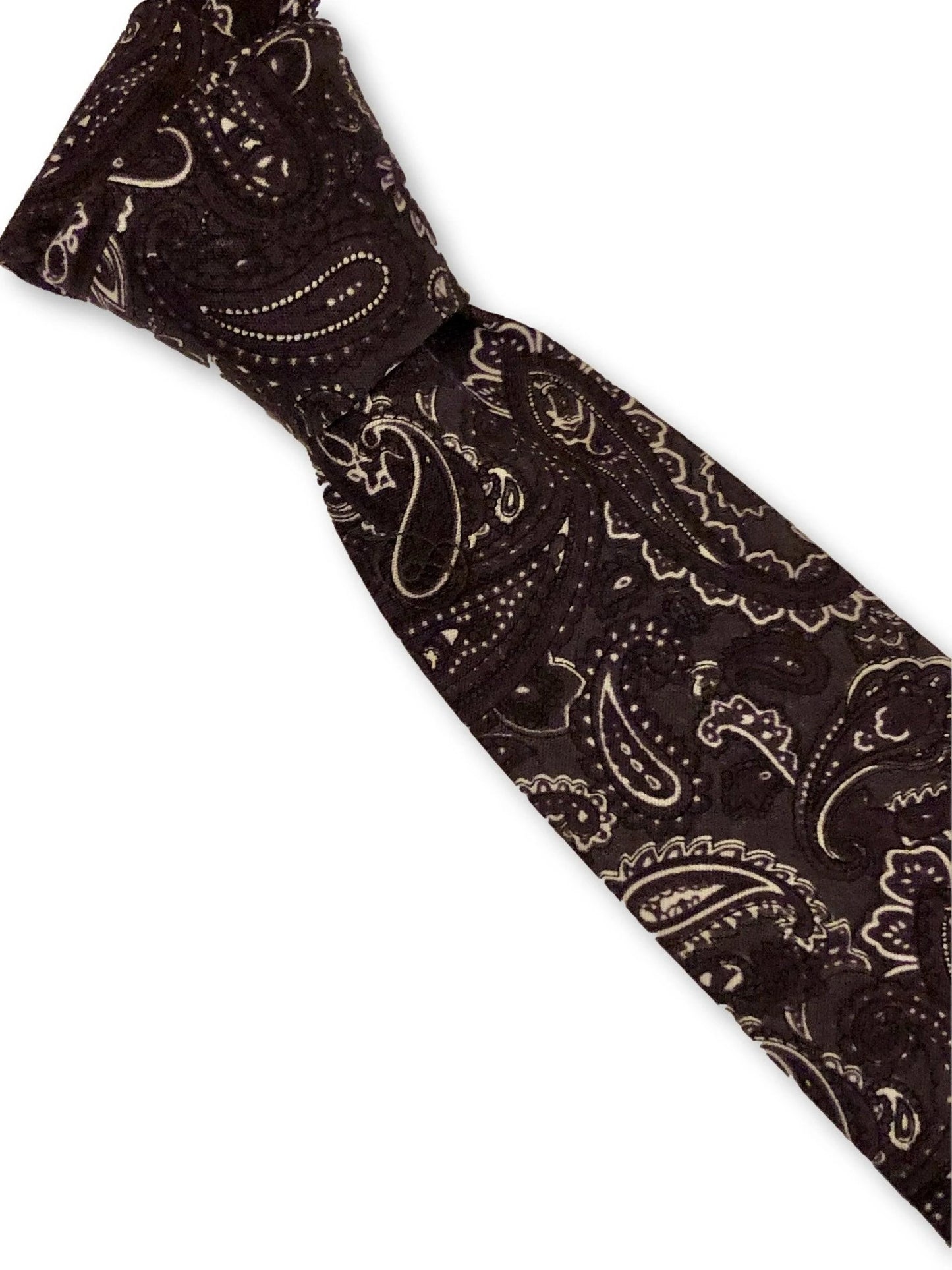 Dark Purple Paisley Design Cotton Tie - Handmade Statement Piece For Subtle Luxury And Meticulous Craft by Frederick Thomas Handmade Mens Ties